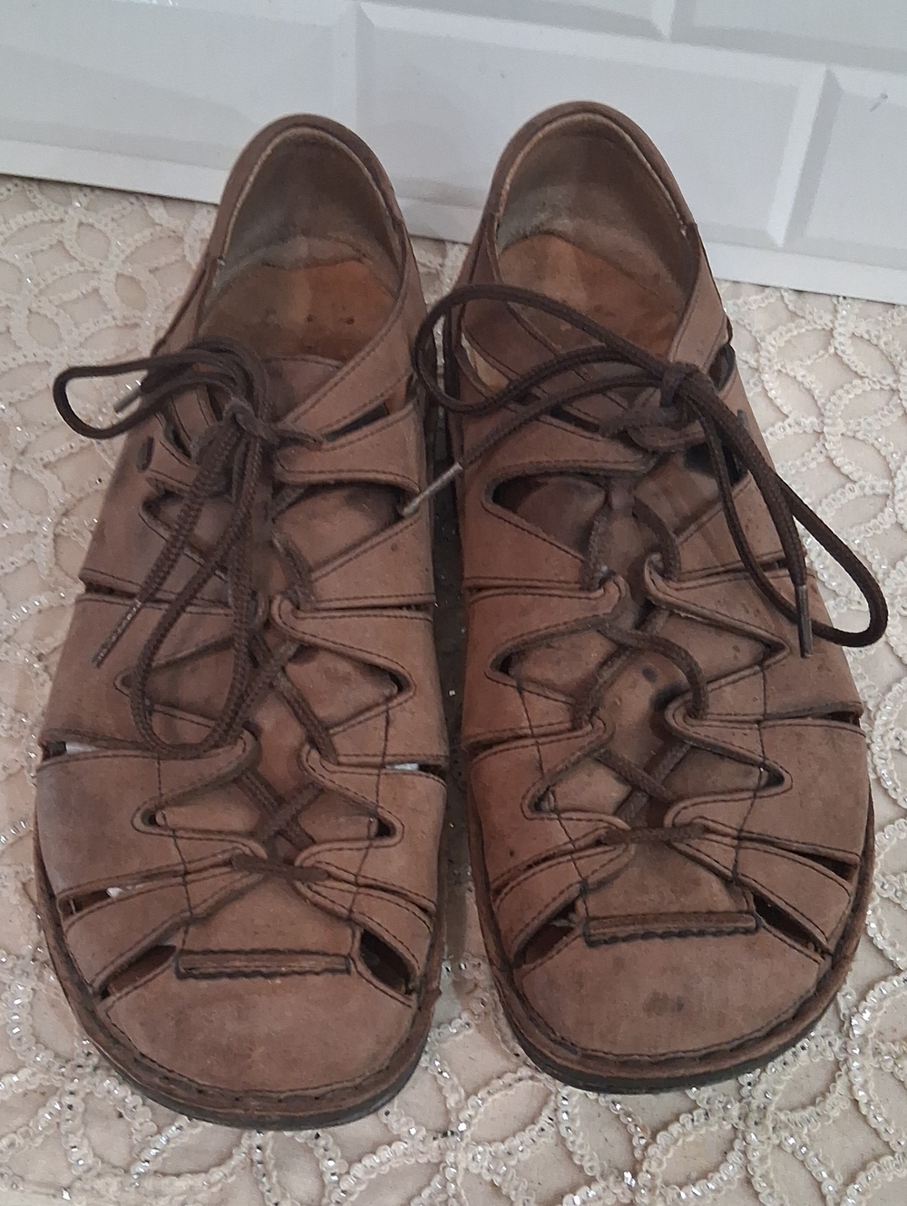 Finn Comfort Malta Buggy Kakao Brown Leather Lace-Up Fisherman Sandals
